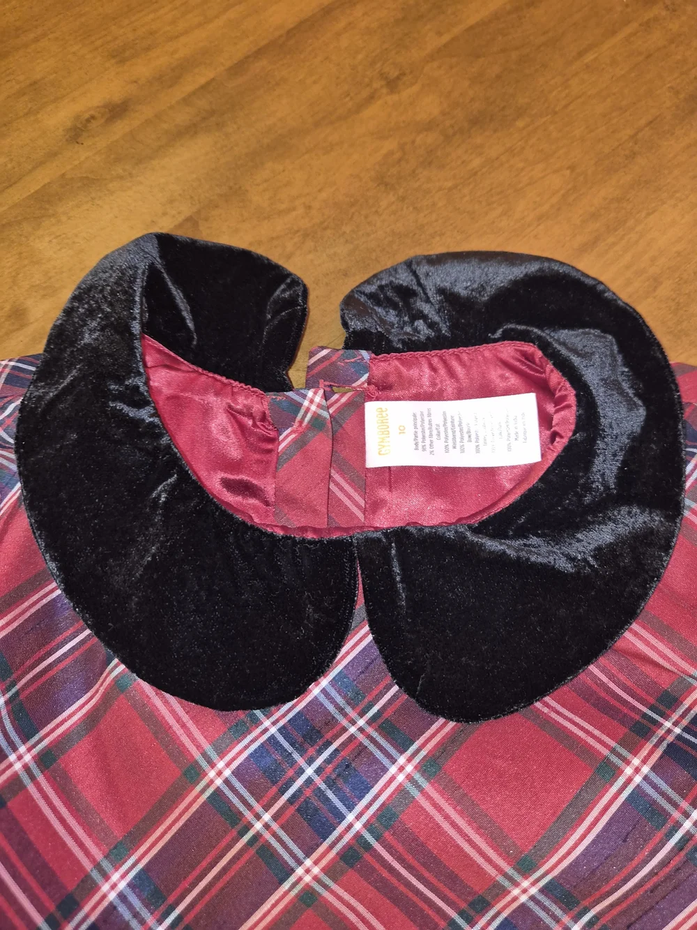 NWOT Girls Gymboree Red Plaid Holiday Christmas Dress Black Velvet Bow Sz 10